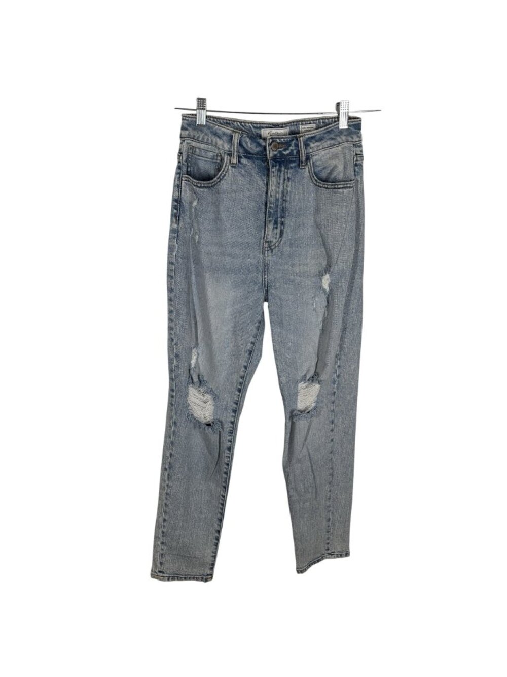 KanCan Signature 26 Light Wash Denim Distressed Ultra High Rise Baggy Fit Jeans - Picture 4 of 12